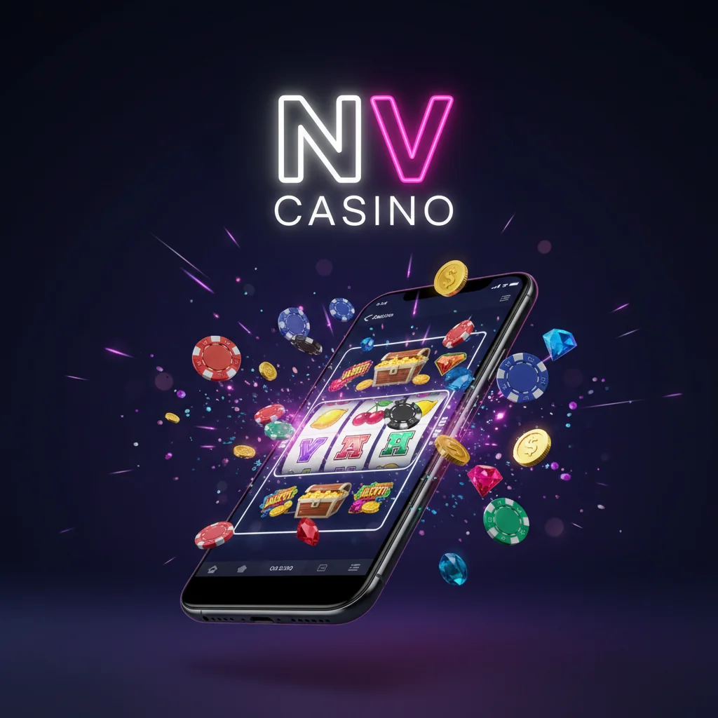 Εφαρμογή NV Casino σε κινητό με slots και chips